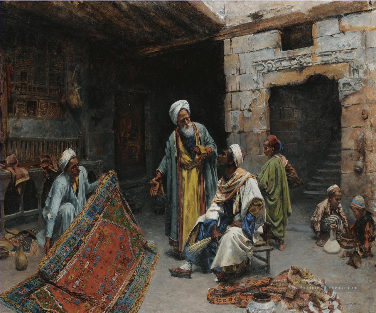 THE CARPET MERCHANT 2 Alphons Leopold Mielich scènes orientalistes Peintures à l'huile
